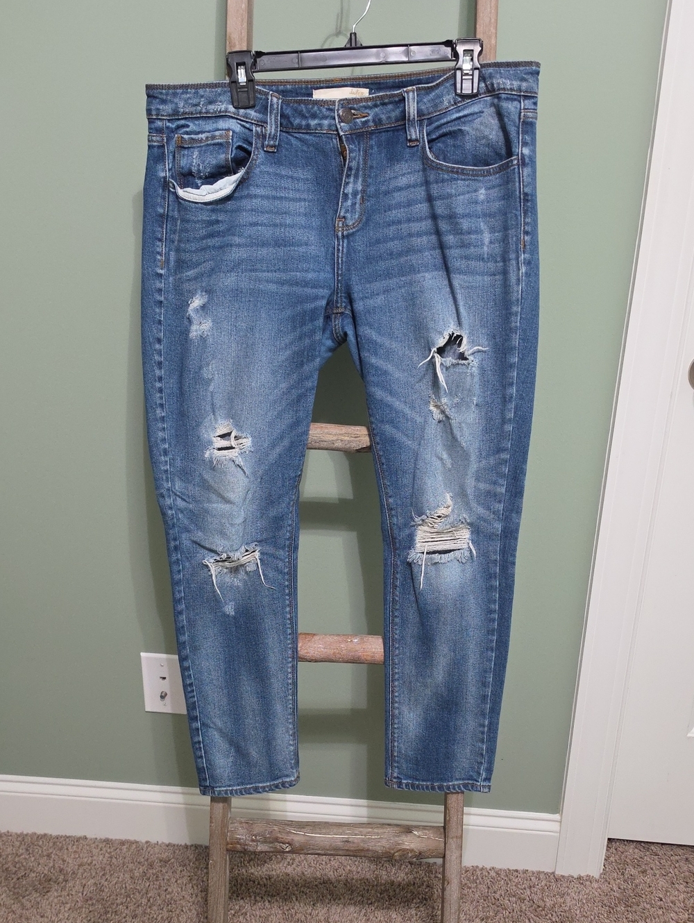 Daytrip Distressed Skinny Jeans in Blue Wash